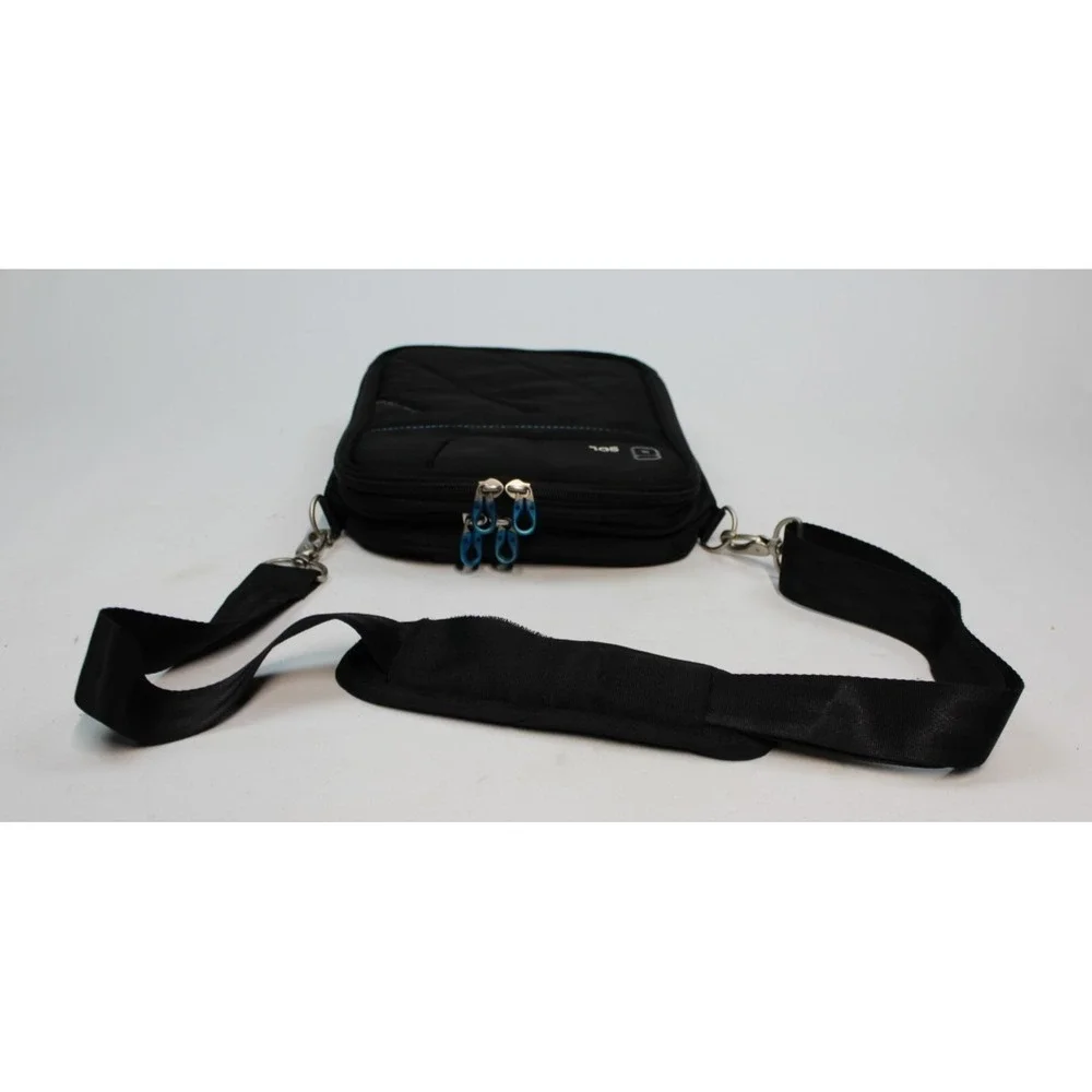 SOL Computer Table Messenger Bag Carry Case Padded Black Nylon Zipper 12 In Tech